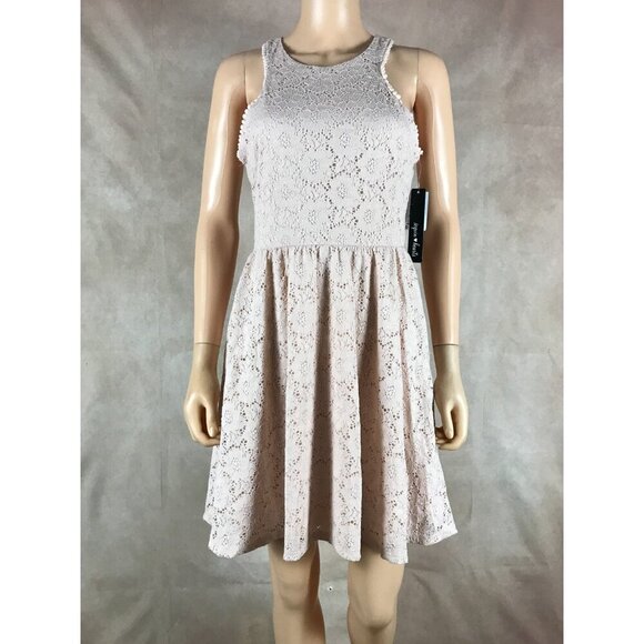 Sequin Hearts Blush Pink Lace Fit and Flare Dress NWT Size 7 - Picture 4 of 6
